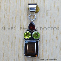 Smoky Quartz 925 Sterling Silver Pendant (SJWP-234) Smoky Quartz 925 Sterling Silver Pendant (SJWP-234)