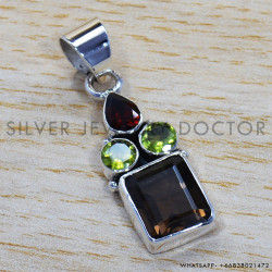 Smoky Quartz 925 Sterling Silver Pendant (SJWP-234)