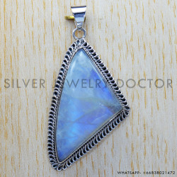 Rainbow Moonstone 925 Sterling Silver Pendant (SJWP-241)