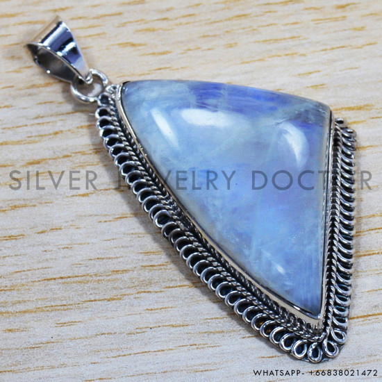 Rainbow Moonstone 925 Sterling Silver Pendant (SJWP-241) Rainbow Moonstone 925 Sterling Silver Pendant (SJWP-241)