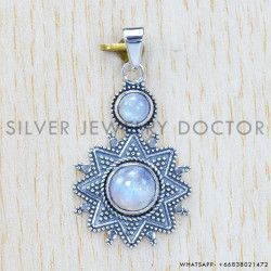 Rainbow Moonstone 925 Sterling Silver Pendant (SJWP-247)