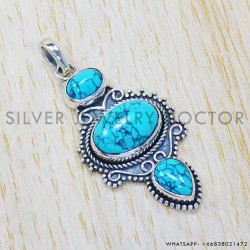 Turquoise 925 Sterling Silver Pendant (SJWP-250) Turquoise 925 Sterling Silver Pendant (SJWP-250)