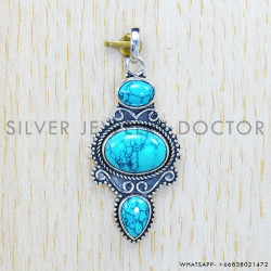 Turquoise 925 Sterling Silver Pendant (SJWP-250)