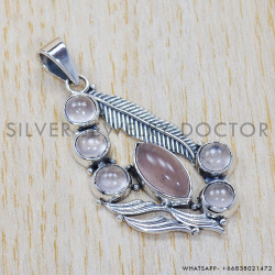 Rose Quartz 925 Sterling Silver Pendant (SJWP-254) Rose Quartz 925 Sterling Silver Pendant (SJWP-254)