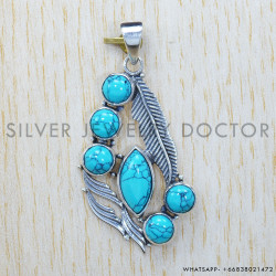 Turquoise 925 Sterling Silver Pendant (SJWP-257)