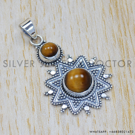 Tiger Eye 925 Sterling Silver Pendant (SJWP-259) Tiger Eye 925 Sterling Silver Pendant (SJWP-259)