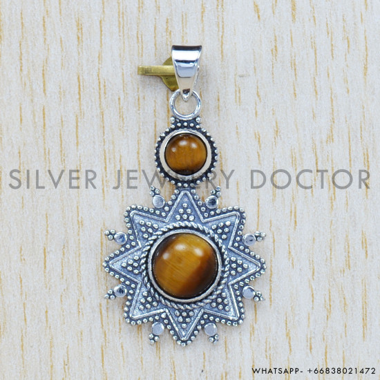 Tiger Eye 925 Sterling Silver Pendant (SJWP-259) Tiger Eye 925 Sterling Silver Pendant (SJWP-259)
