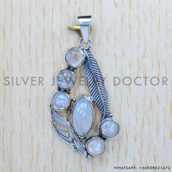 Rainbow Moonstone 925 Sterling Silver Pendant (SJWP-263)