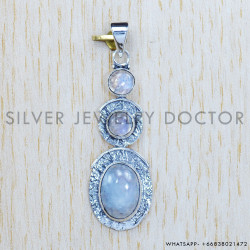 Rainbow Moonstone 925 Sterling Silver Pendant (SJWP-264)