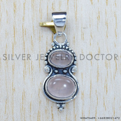 Rose Quartz 925 Sterling Silver Pendant (SJWP-266)