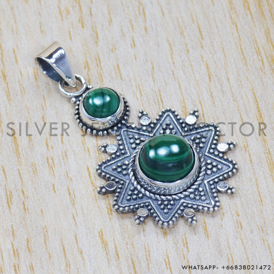 Malachite 925 Sterling Silver Pendant (SJWP-267) Malachite 925 Sterling Silver Pendant (SJWP-267)