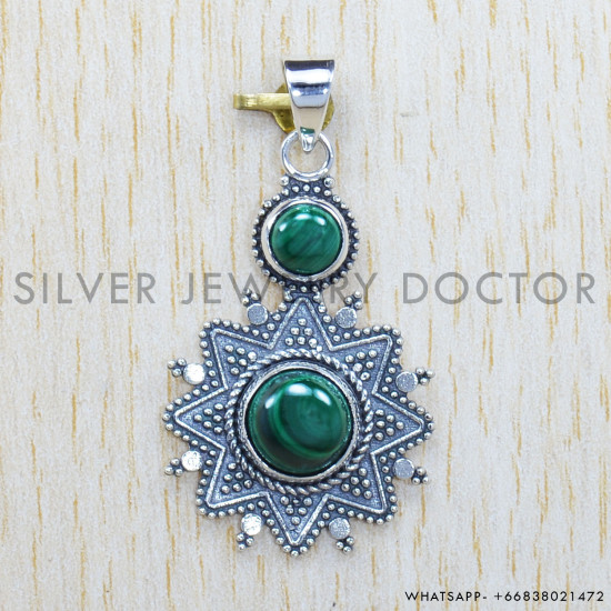 Malachite 925 Sterling Silver Pendant (SJWP-267) Malachite 925 Sterling Silver Pendant (SJWP-267)