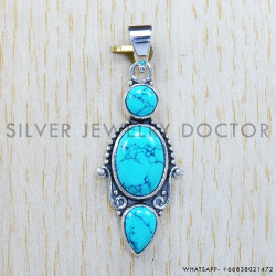 Turquoise 925 Sterling Silver Pendant (SJWP-268)