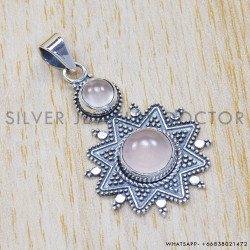Rose Quartz 925 Sterling Silver Pendant (SJWP-269) Rose Quartz 925 Sterling Silver Pendant (SJWP-269)