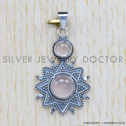 Rose Quartz 925 Sterling Silver Pendant (SJWP-269)