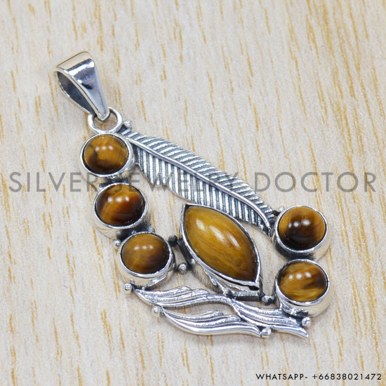 Tiger Eye 925 Sterling Silver Pendant (SJWP-270) Tiger Eye 925 Sterling Silver Pendant (SJWP-270)