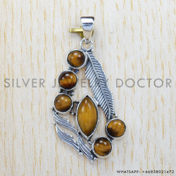 Tiger Eye 925 Sterling Silver Pendant (SJWP-270)