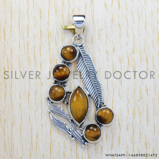 Tiger Eye 925 Sterling Silver Pendant (SJWP-270) Tiger Eye 925 Sterling Silver Pendant (SJWP-270)