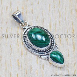 Malachite 925 Sterling Silver Pendant (SJWP-272) Malachite 925 Sterling Silver Pendant (SJWP-272)