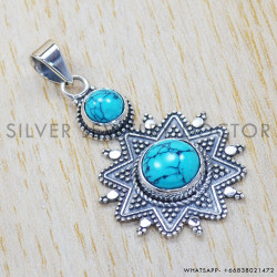 Turquoise 925 Sterling Silver Pendant (SJWP-273) Turquoise 925 Sterling Silver Pendant (SJWP-273)