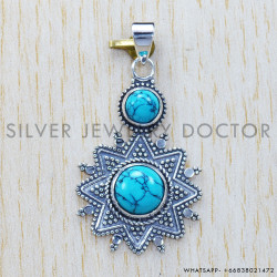 Turquoise 925 Sterling Silver Pendant (SJWP-273)
