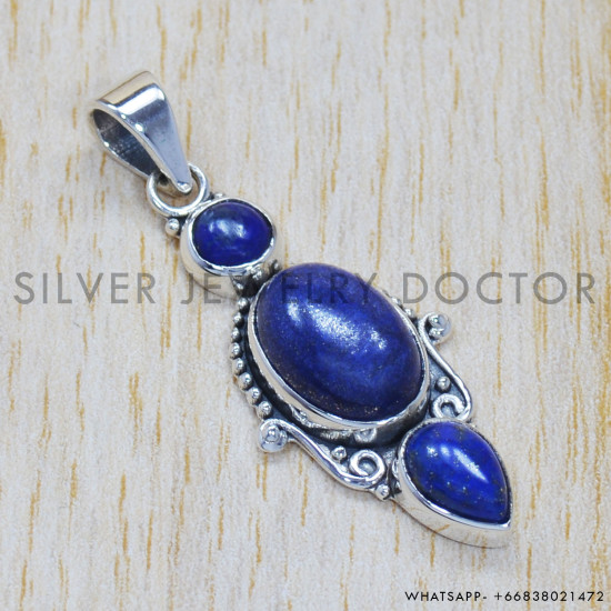 Lapis Lazuli 925 Sterling Silver Pendant (SJWP-274) Lapis Lazuli 925 Sterling Silver Pendant (SJWP-274)