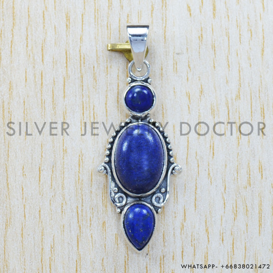 Lapis Lazuli 925 Sterling Silver Pendant (SJWP-274) Lapis Lazuli 925 Sterling Silver Pendant (SJWP-274)