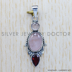 Rose Quartz 925 Sterling Silver Pendant (SJWP-276)