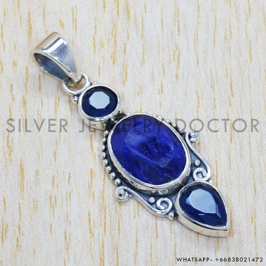 Sapphire 925 Sterling Silver Pendant (SJWP-282) Sapphire 925 Sterling Silver Pendant (SJWP-282)