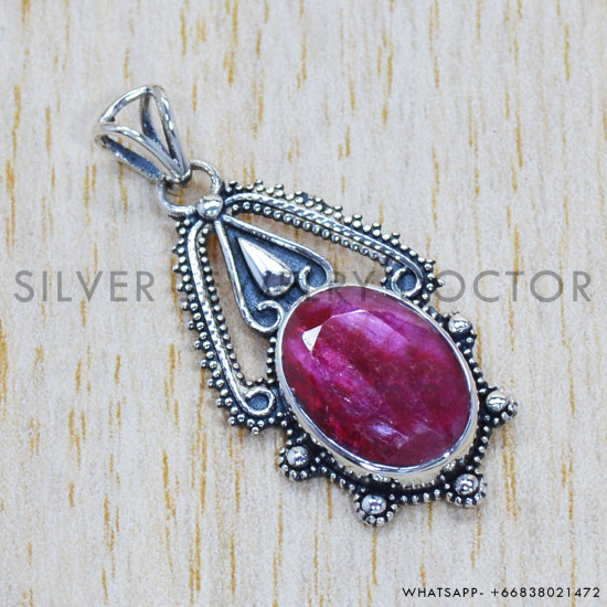 Ruby 925 Sterling Silver Pendant (SJWP-284) Ruby 925 Sterling Silver Pendant (SJWP-284)