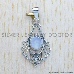 Rainbow Moonstone 925 Sterling Silver Pendant (SJWP-287)
