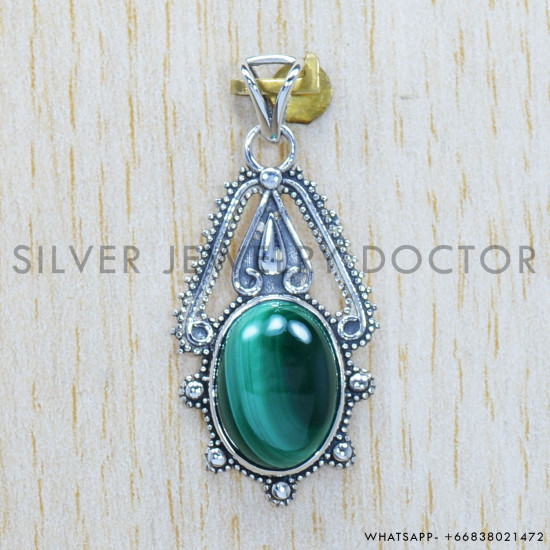 Malachite 925 Sterling Silver Pendant (SJWP-288) Malachite 925 Sterling Silver Pendant (SJWP-288)