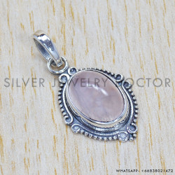 Rose Quartz 925 Sterling Silver Pendant (SJWP-289) Rose Quartz 925 Sterling Silver Pendant (SJWP-289)