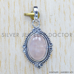 Rose Quartz 925 Sterling Silver Pendant (SJWP-289)