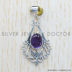 Amethyst 925 Sterling Silver Pendant (SJWP-290)