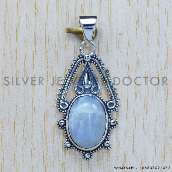 Rainbow Moonstone 925 Sterling Silver Pendant (SJWP-292) Rainbow Moonstone 925 Sterling Silver Pendant (SJWP-292)