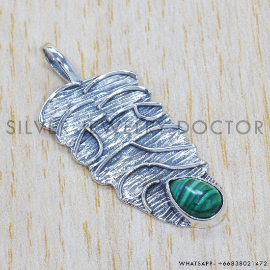 Malachite 925 Sterling Silver Pendant (SJWP-295) Malachite 925 Sterling Silver Pendant (SJWP-295)