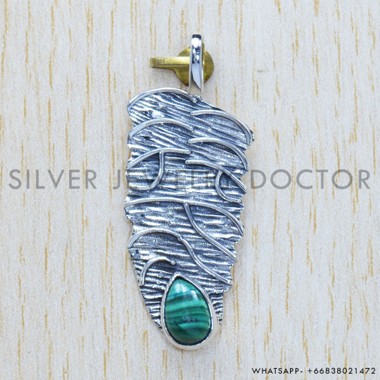 Malachite 925 Sterling Silver Pendant (SJWP-295) Malachite 925 Sterling Silver Pendant (SJWP-295)
