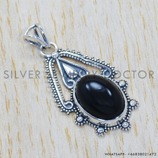 Black Onyx 925 Sterling Silver Pendant (SJWP-297) Black Onyx 925 Sterling Silver Pendant (SJWP-297)