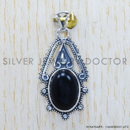 Black Onyx 925 Sterling Silver Pendant (SJWP-297) Black Onyx 925 Sterling Silver Pendant (SJWP-297)