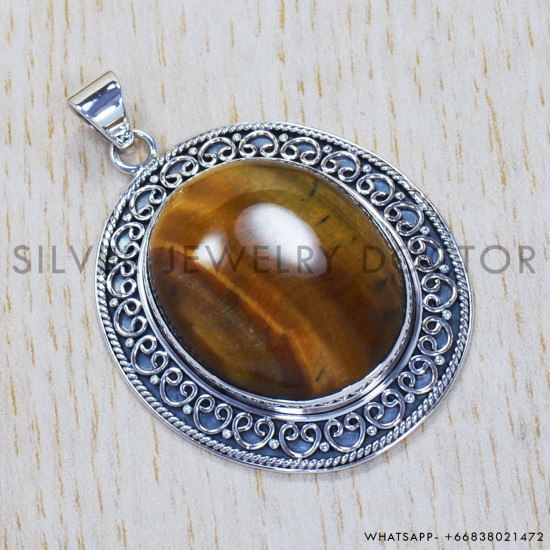 Tiger Eye 925 Sterling Silver Pendant (SJWP-308) Tiger Eye 925 Sterling Silver Pendant (SJWP-308)
