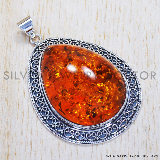 Amber 925 Sterling Silver Pendant (SJWP-309) Amber 925 Sterling Silver Pendant (SJWP-309)