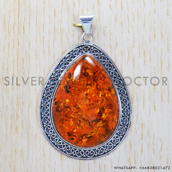Amber 925 Sterling Silver Pendant (SJWP-309) Amber 925 Sterling Silver Pendant (SJWP-309)