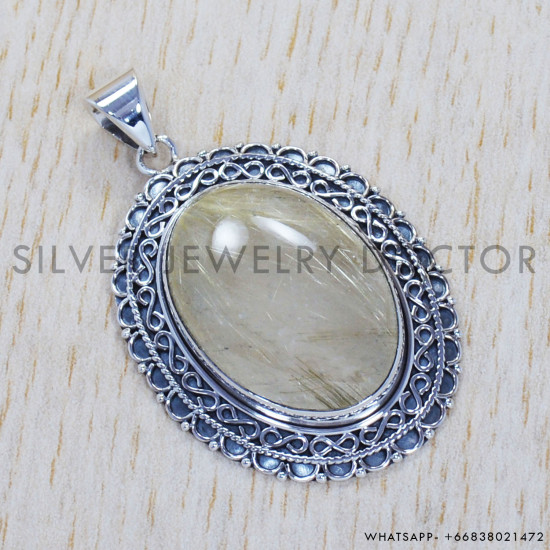 Golden Rutile 925 Sterling Silver Pendant (SJWP-311) Golden Rutile 925 Sterling Silver Pendant (SJWP-311)