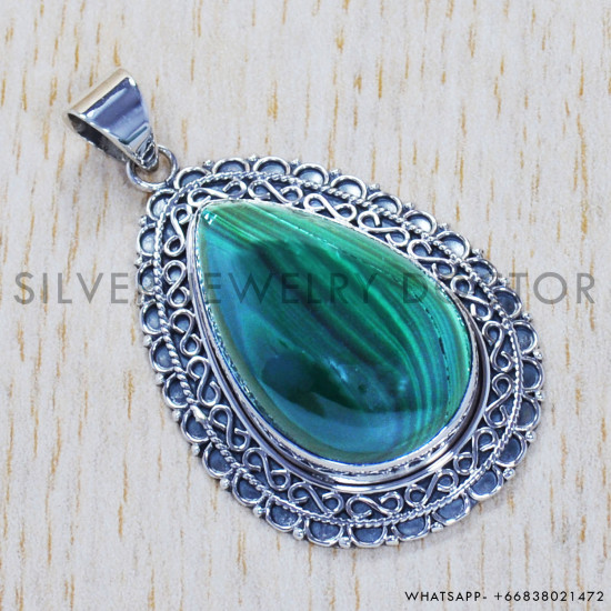 Malachite 925 Sterling Silver Pendant (SJWP-312) Malachite 925 Sterling Silver Pendant (SJWP-312)