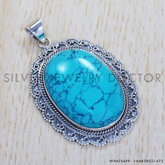 Turquoise 925 Sterling Silver Pendant (SJWP-313) Turquoise 925 Sterling Silver Pendant (SJWP-313)