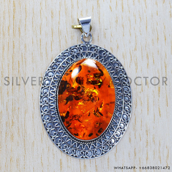 Amber 925 Sterling Silver Pendant (SJWP-316) Amber 925 Sterling Silver Pendant (SJWP-316)