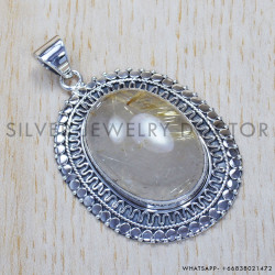 Golden Rutile 925 Sterling Silver Pendant (SJWP-318)