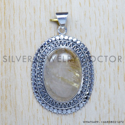 Golden Rutile 925 Sterling Silver Pendant (SJWP-318)