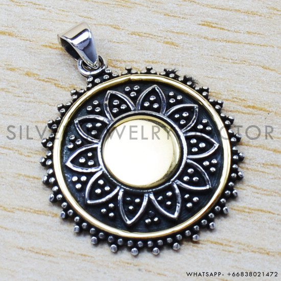 Authentic 925 Sterling Silver Jewelry And Brass Semi Precious Pendant SJWP-32